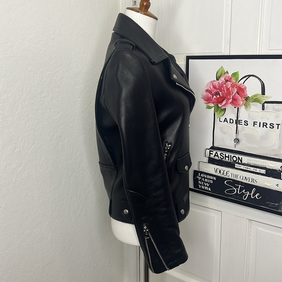 Gorgeous Black Soft Italian Leather Moto Jacket Size S - Picture 3 of 11